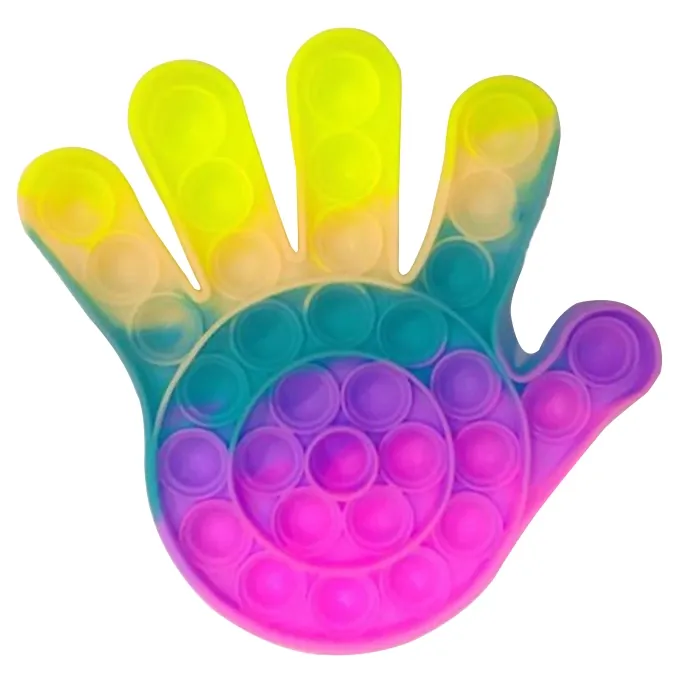 Push Pop Bubble Fidget Spinner - 6-Inch Rainbow Hand Design - Image 3