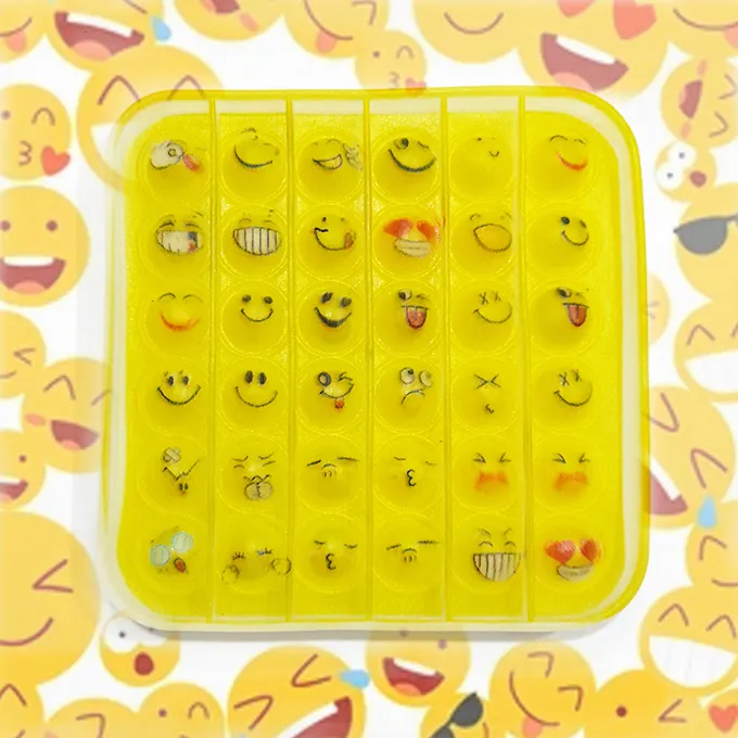 Push Pop Bubble Fidget Spinner - 5-Inch Smiley Emoji Square - Sensory Toy