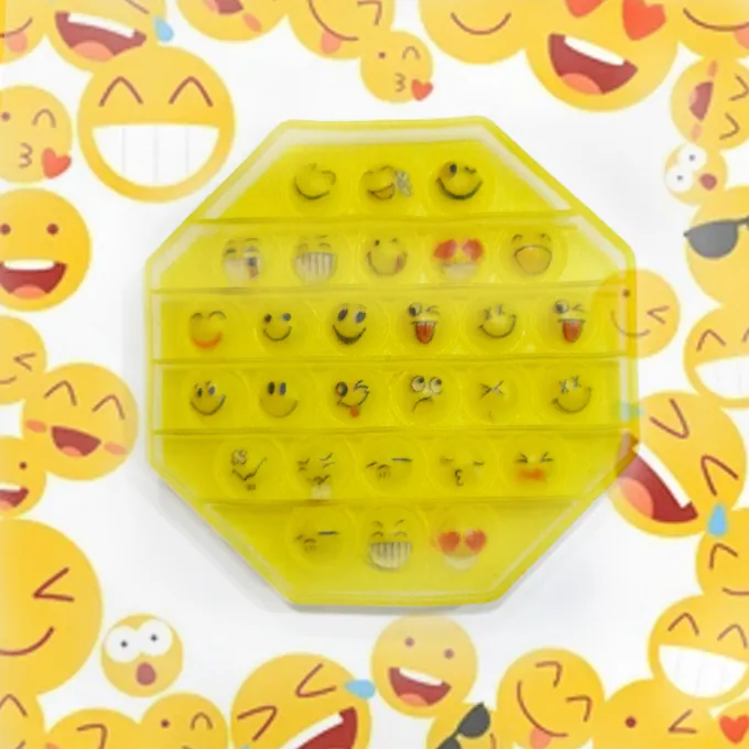 Push Pop Bubble Fidget Spinner - 5-Inch Smiley Emoji Hexagon