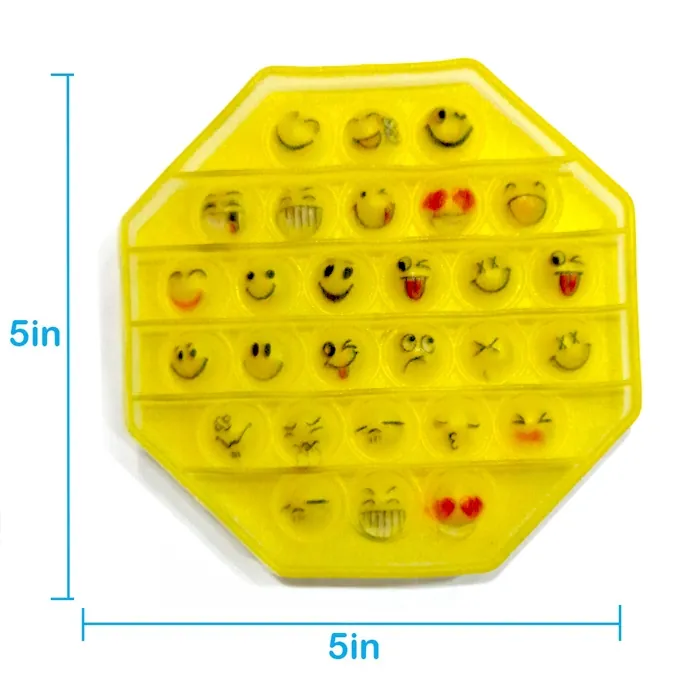 Push Pop Bubble Fidget Spinner - 5-Inch Smiley Emoji Hexagon - Image 3