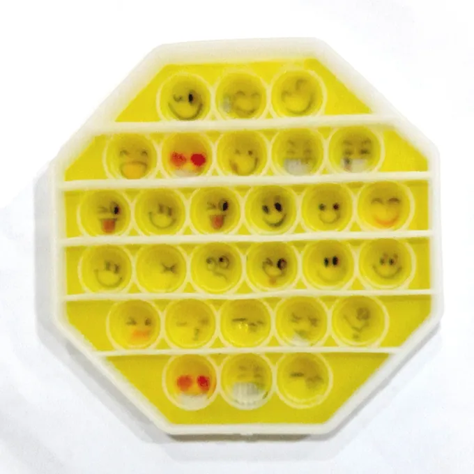 Push Pop Bubble Fidget Spinner - 5-Inch Smiley Emoji Hexagon - Image 2