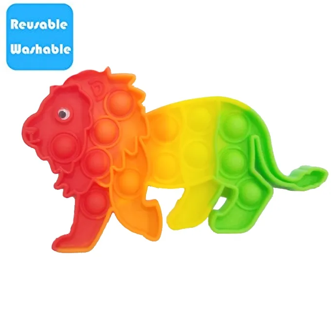 Push Pop Bubble Fidget Spinner - 6-Inch Rainbow Lion Design - Image 2