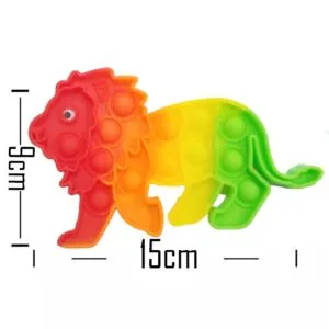 Push Pop Bubble Fidget Spinner - 6-Inch Rainbow Lion Design