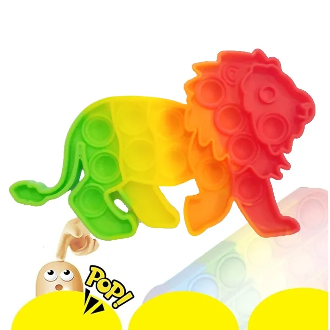 Push Pop Bubble Fidget Spinner - 6-Inch Rainbow Lion Design - Image 3