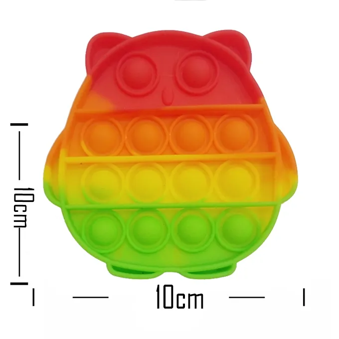 Push Pop Bubble Fidget Spinner - 4-Inch Rainbow Owl Design