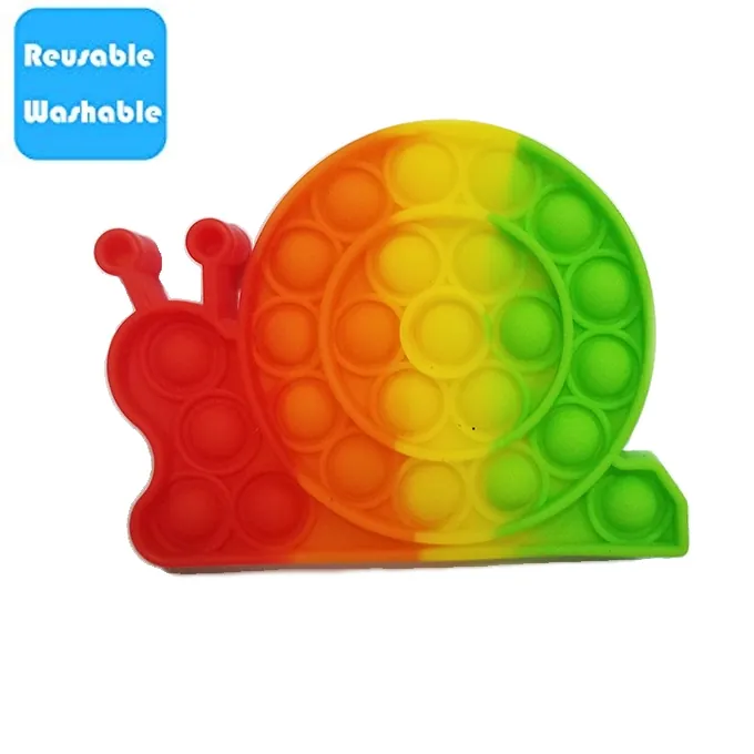 Push Pop Bubble Fidget Spinner - 4-Inch Rainbow Snail Design - Image 3
