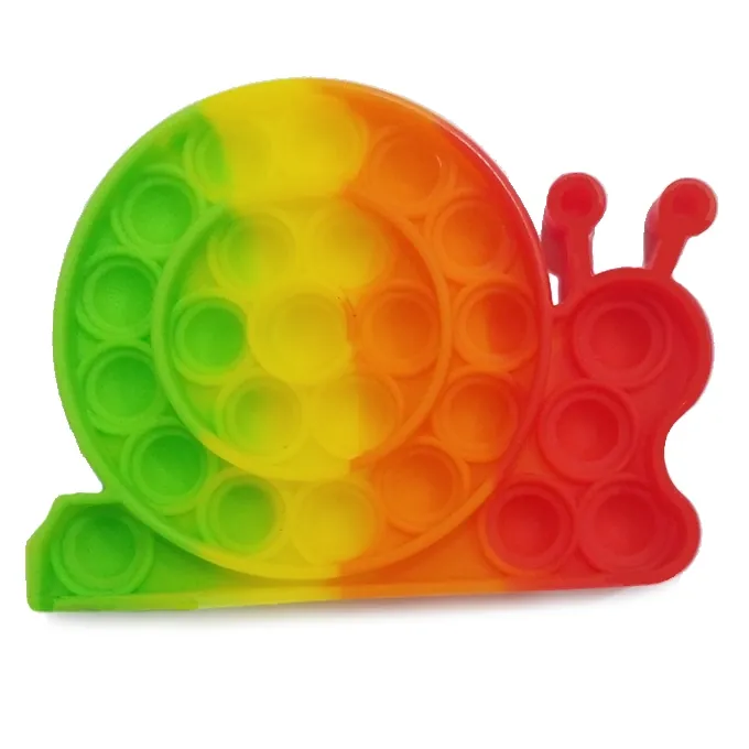 Push Pop Bubble Fidget Spinner - 4-Inch Rainbow Snail Design - Image 2
