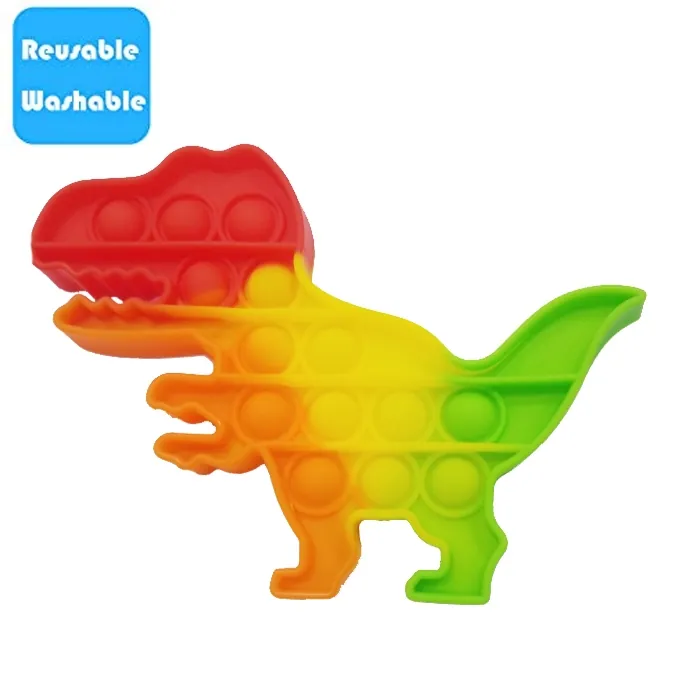 Push Pop Bubble Fidget Spinner - 5-Inch Rainbow Dinosaur Design - Image 2