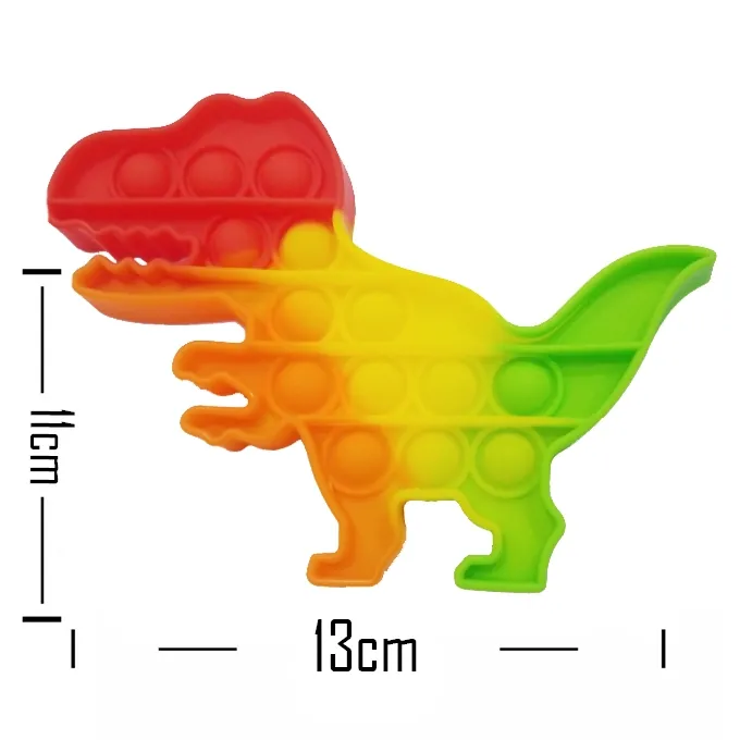 Push Pop Bubble Fidget Spinner - 5-Inch Rainbow Dinosaur Design