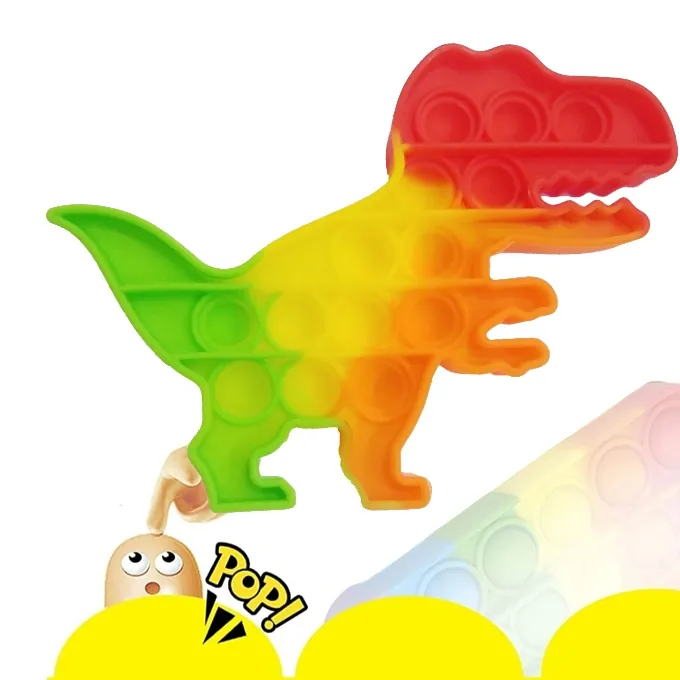 Push Pop Bubble Fidget Spinner - 5-Inch Rainbow Dinosaur Design - Image 3