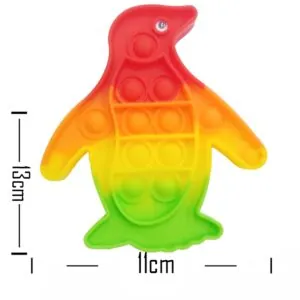 Push Pop Bubble Fidget Spinner - 5-Inch Rainbow Penguin Design