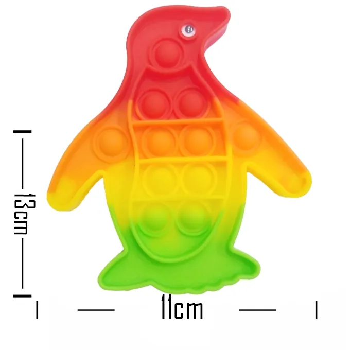 Push Pop Bubble Fidget Spinner - 5-Inch Rainbow Penguin Design