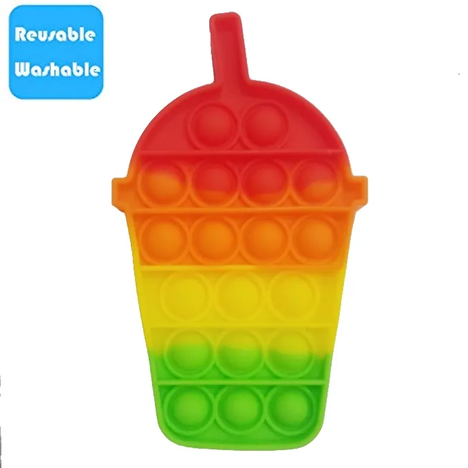 Push Pop Bubble Fidget Spinner - 6-Inch Rainbow Slushee Cup Design - Image 3