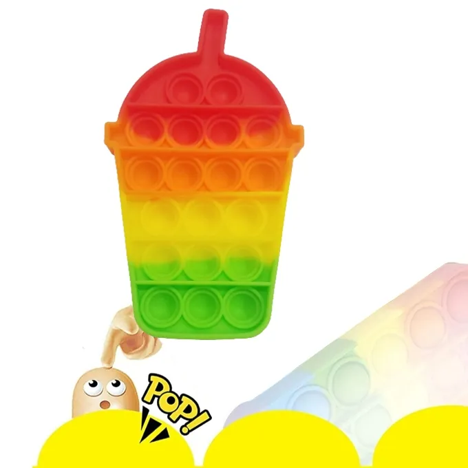 Push Pop Bubble Fidget Spinner - 6-Inch Rainbow Slushee Cup Design - Image 2