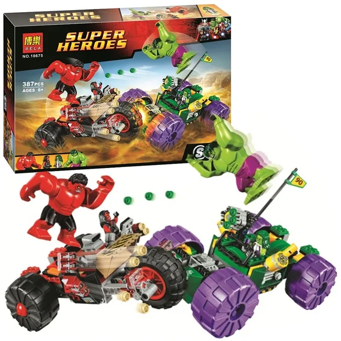Red Hulk vs Green Hulk Avengers Model Kit by Bela
