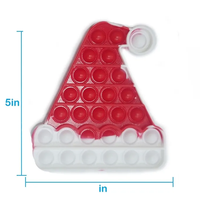 Push Pop Bubble Fidget Spinner - 5-Inch Rainbow Santa Hat Design