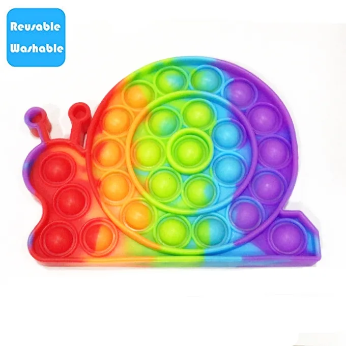 Push Pop Bubble Fidget Spinner - 5-Inch New Rainbow Snail Design - Image 2