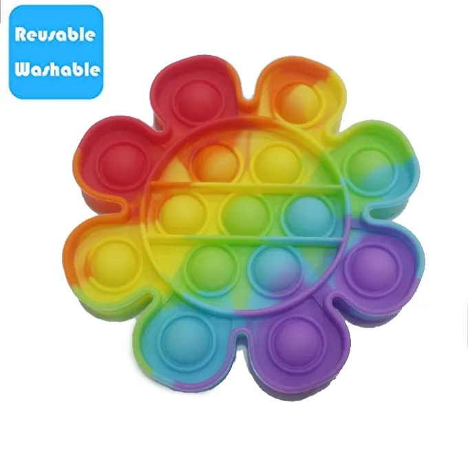 Push Pop Bubble Fidget Spinner - 5-Inch Rainbow Flower Design - Sensory Toy - Image 2