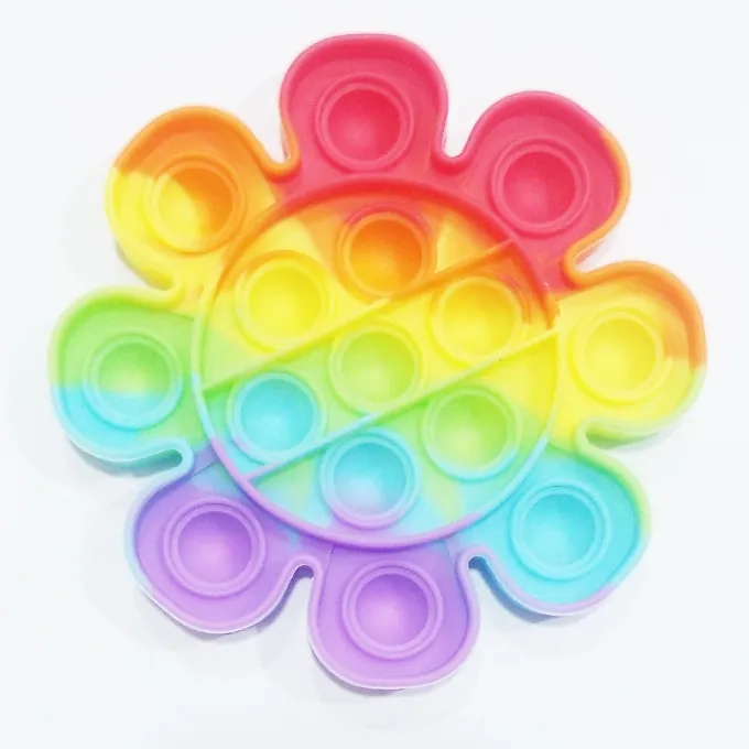Push Pop Bubble Fidget Spinner - 5-Inch Rainbow Flower Design - Sensory Toy - Image 3