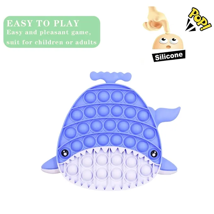 Push Pop Bubble Fidget Spinner - 7-Inch Blue Whale Design