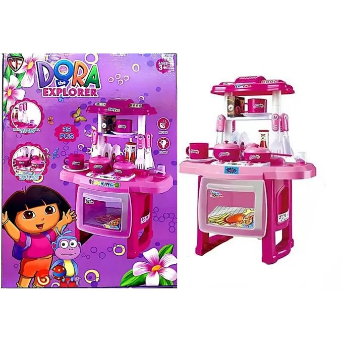 Dora Kitchen Set with Light, Music, and Water Tap - 35 Pieces - Image 3