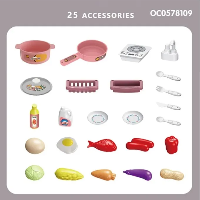 New Modern Taste Kitchen Set with Water Faucet and Stove - 25 Pieces - Image 2