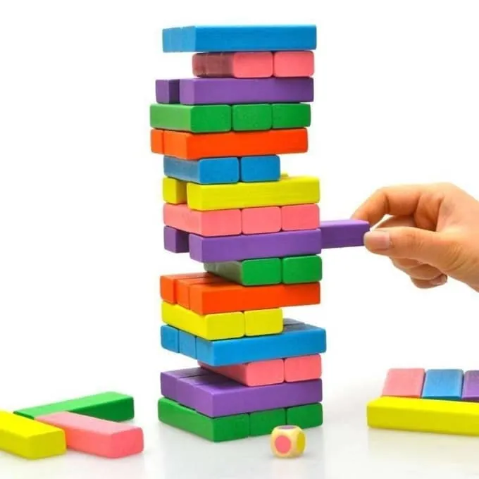 Multicolor Jenga Wooden Stacking Tower Board Game  - Fun Game for All Ages - Image 3
