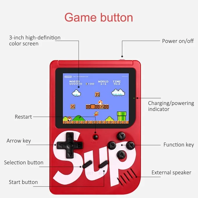2-Player 400-in-1 Portable Game Console - White (Ages 7+) - Image 4