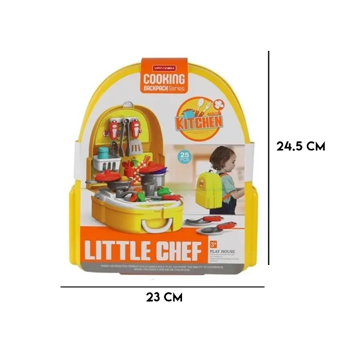 Little Chef Cooking Backpack - 25 Pieces Kitchen Play Set - Image 3