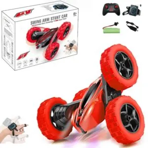 Remote Control Flip Car with Watch Control - 2-in-1 Rechargeable Toy with Lights and Music