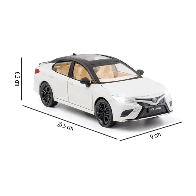 Toyota Camry Die-Cast Car - 1:24 Scale with Openable Doors and Trunk - White - Image 3