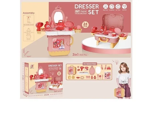 DIY 3-in-1 Portable Dresser Playset - 24-Piece Toy for Girls - Image 5