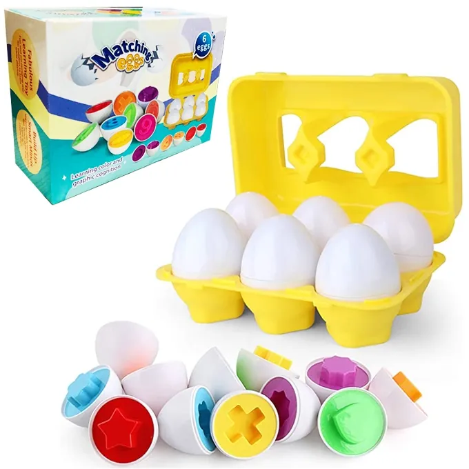 Shapes and Colors Matching Eggs Toy - Set of 6 - Fun Learning Toy