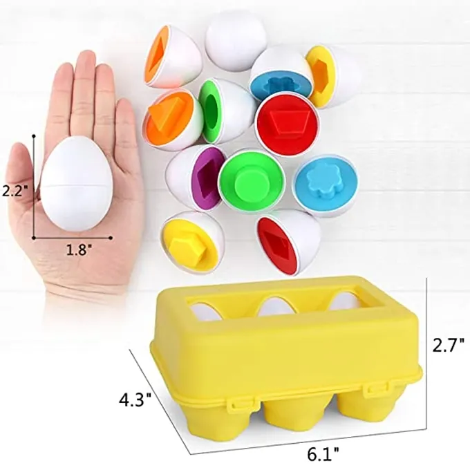 Shapes and Colors Matching Eggs Toy - Set of 6 - Fun Learning Toy - Image 3