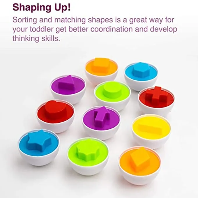 Shapes and Colors Matching Eggs Toy - Set of 6 - Fun Learning Toy - Image 4