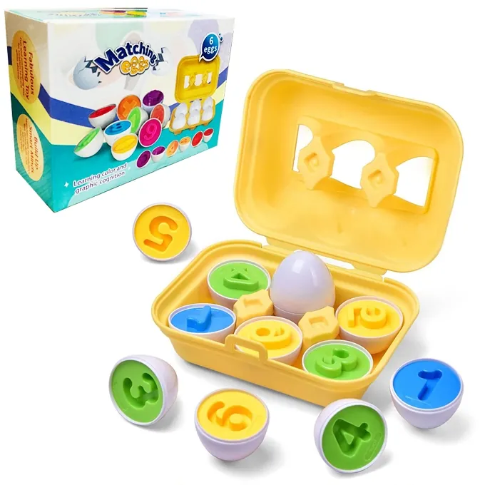 Numbers and Colors Matching Eggs Toy - Set of 6 - Fun Learning Toy for Kids