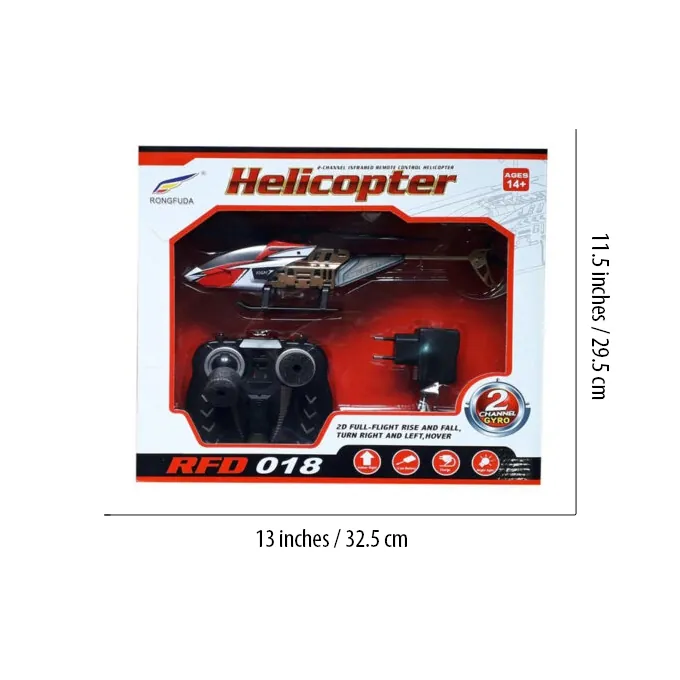 RFD-018 RC Helicopter - 2-Channel Rechargeable Toy for Kids - Multi-Color - Image 3
