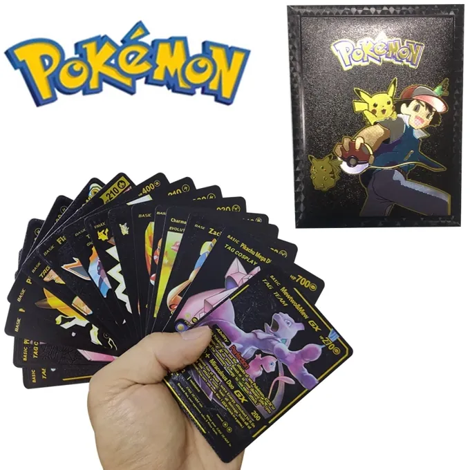 10-Piece Pokemon Black Gold Foil Cards Pack - Anime Trading Cards