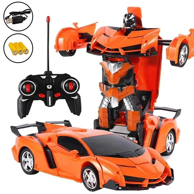 Remote Control 2-in-1 Transformer Lamborghini Car with Lights and Music - Fun Deformation Toy