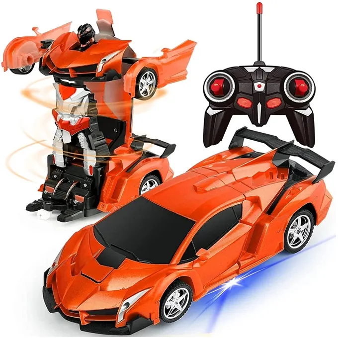 Remote Control 2-in-1 Transformer Lamborghini Car with Lights and Music - Fun Deformation Toy - Image 2