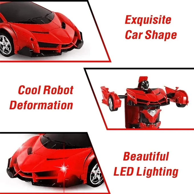 Remote Control 2-in-1 Transformer Lamborghini Car with Lights and Music - Fun Deformation Toy - Image 5
