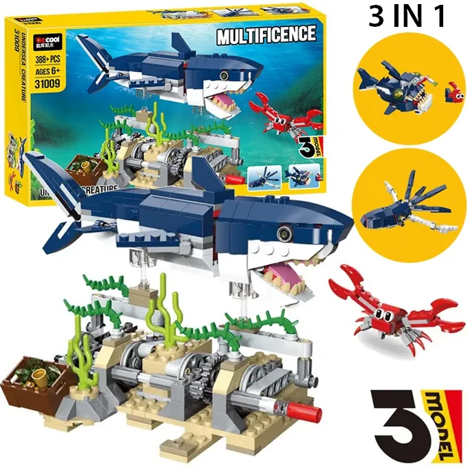 3-in-1 Ocean Animal Building Kit - 388+ Parts