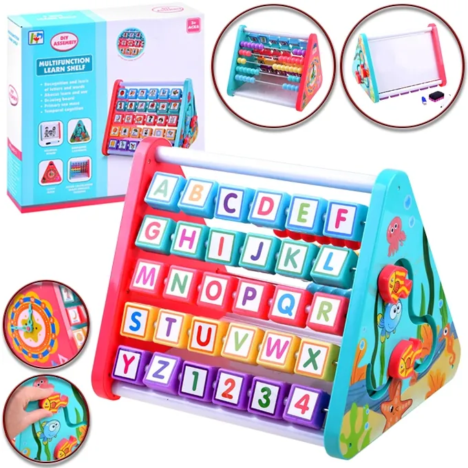 5-in-1 Activity Cube - Abacus, Clock, Writing & Counting Toy (Ages 3+)