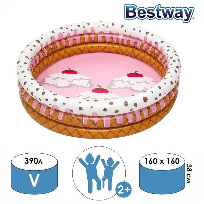 Bestway Inflatable Ice Cream Pool - 5-Foot Kiddie Swimming Pool for Summer Fun