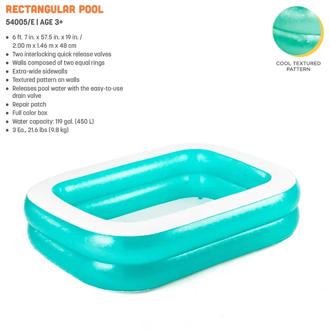Rectangular Pool for Kids 6'7" x 57" x 19" - Premium Swimming Accessory - Image 4