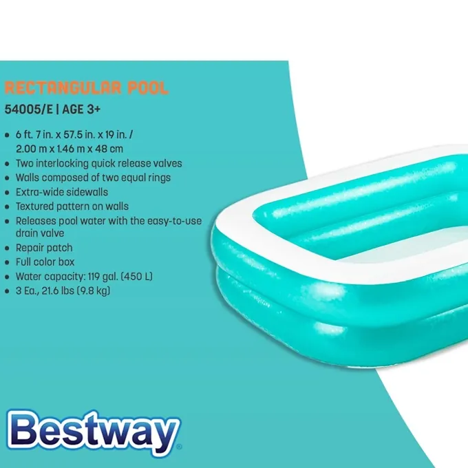 Rectangular Pool for Kids 6'7" x 57" x 19" - Premium Swimming Accessory - Image 5