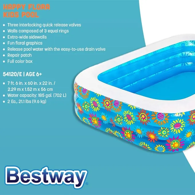 Happy Flora Inflatable Swimming Pool 90" - Family Pool for Summer - Image 5