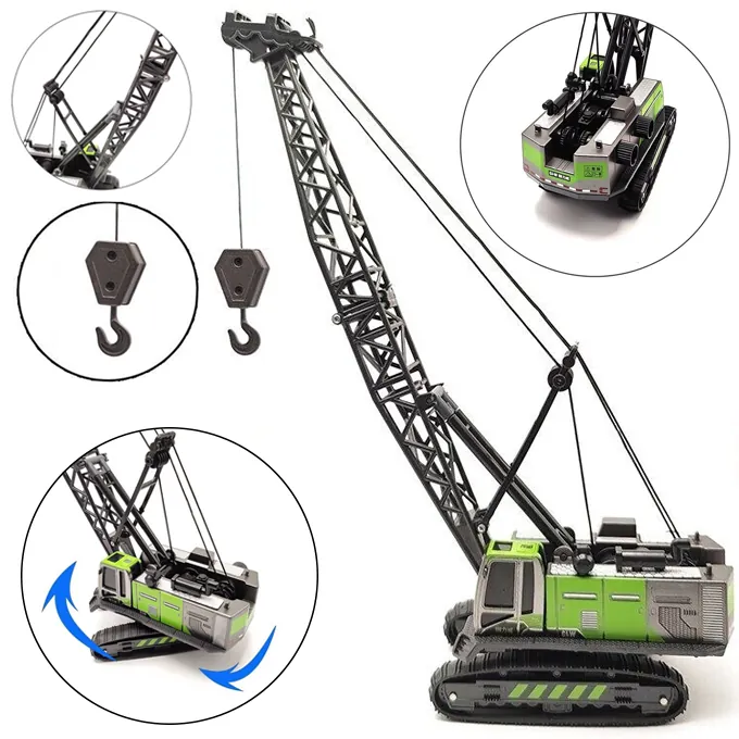Mini Green Crane Alloy Construction Vehicle - Premium Building Toy for Boys