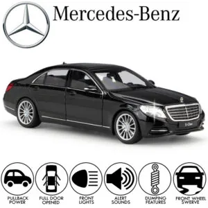 Mercedes-Benz S-Class Die-Cast Model - 1:24 Scale with Lights and Sound - Black