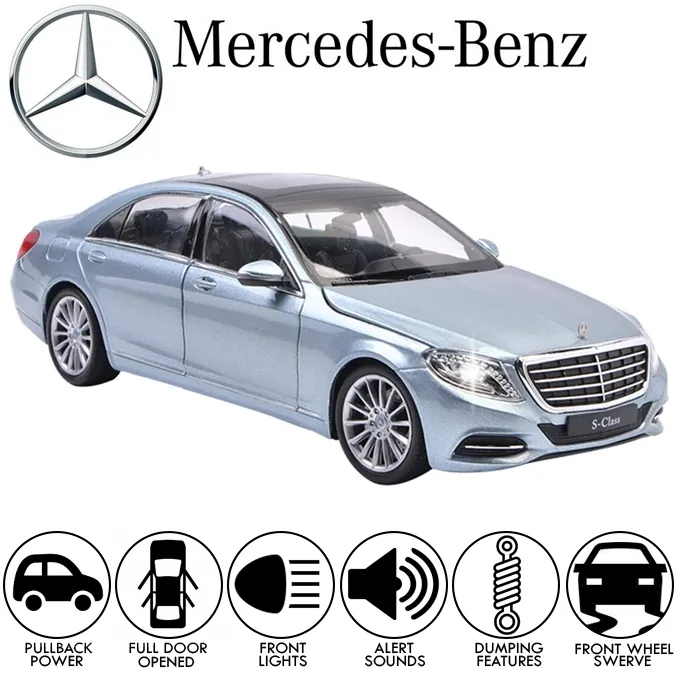 Mercedes-Benz S-Class Die-Cast Model - 1:24 Scale with Lights and Sound - Grey